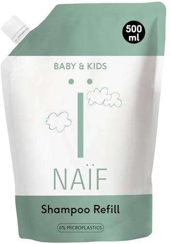 Naïf Shampoing Soin Recharge Bébé & Enfant – Aux ingrédients naturels, vegan, sans SLES, microplastiques, silicones et parabènes – 500 ml