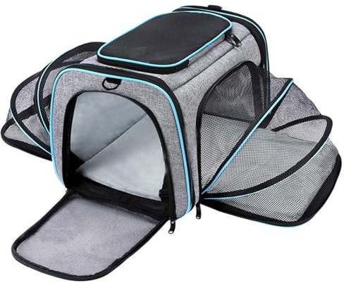 MIZAZBOX Trasportino espandibile per animali domestici, approvato dalla compagnia aerea, trasportino zaino per cani, gatti, cuccioli, adatti ai viaggi con comodo letto in pile