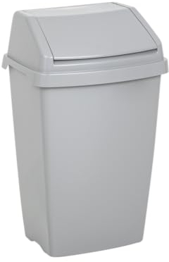 Homey Mart 25L Kitchen Bin with Swing Style Lift Top Strong Plastic Waste Rubbish Trash Under Kitchen Counter Lift Top Everyday Bin for Home/Office (Silver/Grey) - 25 litre