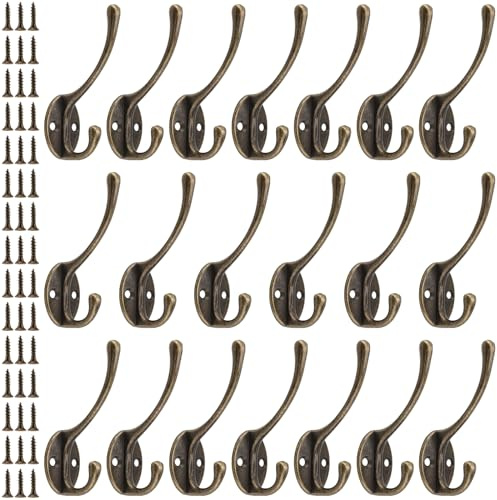 SEUNMUK 20 PCS Heavy Duty Vintage Coat Hooks, Wall Mounted Coat Hooks Zinc Alloy Robe Hooks for Hanging Coat, Key, Hat, Bag, Cup