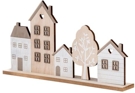 levandeo Deko Aufsteller Haus L30cm Natur Braun MDF Holz Häuser Tischdeko Dekohaus Herbst Herbstdeko Tischaufsteller