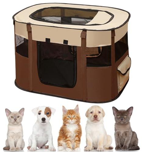 Welpenauslauf Tierlaufstall, 110x85x58cm WelpenLaufstall Freigehege für Hunde, Katzen, Hasen & Kleintiere im Innen- und Außenbereich