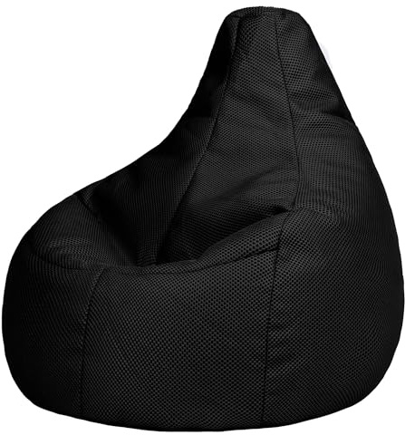 icon Performance Mesh Gaming Bean Bag Chair, Black, Large Adult Bean Bag with Filling Included, Comfy Chair, Bedroom Furniture, Gamer Gifts, Gaming Room, Gaming Room Accessories