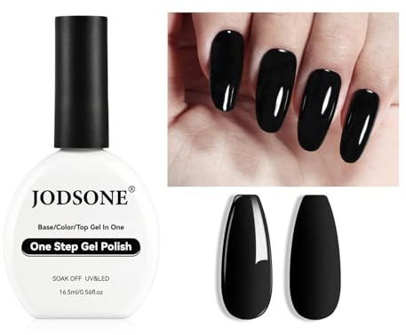 JODSONE Schwarzer Gel-Nagellack Top Base Coat, 16,5 ml 3-in-1-Gel-Nagellack in einem Schritt, Grundfarbe und Top-Gel in einem, zeitsparend, langanhaltend