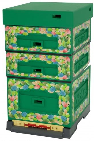 LYSON Bienenbeute Styropor Dadantbeute Dadant Blatt Beute OPTIMA Bienenstock-Set (DUNKELGRÜN mit Aufdruck BLÄTTER) für die Selbstmontage (Passende Rahmen:47×43,5x30cm;47×43,5x15,9cm)