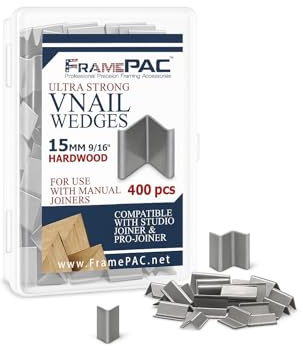 Lot de 400 clous en V pour cadres photo en bois dur – 15 mm – [Lot de 400 clous en V, en vrac] – Cales ultra résistantes pour encadrement photo – Jointure des coins de cadre photo