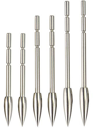 ZSHJG 12pcs Pfeilspitzen Jagdspitzen Jagdeinsatz Pfeilspitze Praxis Broadhead Edelstahl Tip Point Für ID 3,2mm Bogenpfeile Pfeilschaft (80 Grain)