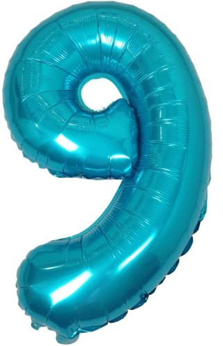 DIWULI Luftballon 9 Geburtstag XL Blau - Zahlen-Ballon Deko