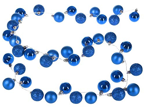 Casaria® Weihnachtskugeln Lichterkette 40 LED 2m Timer Innen Außen 8 Lichteffekte Kugeln Kunststoff Matt Christbaumschmuck Christbaumkugeln Blau