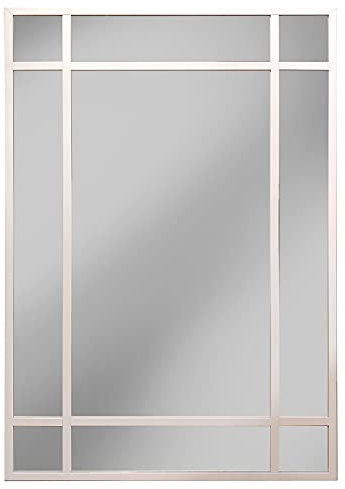 Specchio per finestra industriale, stile danese, in alluminio bianco, 120 x 80 cm
