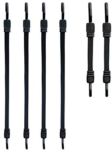 6er Set Flache Spanngummis mit Haken, Gummispanner, Spanngummi mit Kunststoff Haken (verhindert Kratzer), Gepäckspanner, Expander mit drehbaren Haken, Gummiband für Fahrrad (2x30/4x60 cm)