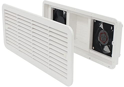 TOTMOX 12V RV Side-Mounted Radiator Exhaust Fan, Two‑Way Ventilation Design Window Radiator Exhaust Fan, Mute/Strong Wind Mode Exhaust Fan for Camper Motorhome Trailer