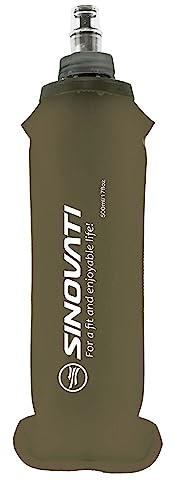 SINOVATI Borraccia pieghevole in poliuretano termoplastico, morbida, senza BPA, per lo sport, per bicicletta, escursionismo, jogging, trekking, campeggio e arrampicata (colore grigio scuro, 500 ml)
