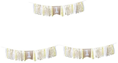 Abaodam 3 Stück Banner Zum Ersten Geburtstag Einer Babyparty Fotohintergrund Digitaldruck Flagge Für Die Feier Von Jungen Und Mädchen Gelb Geeignet Als Dekoration Für Kinderzimmer