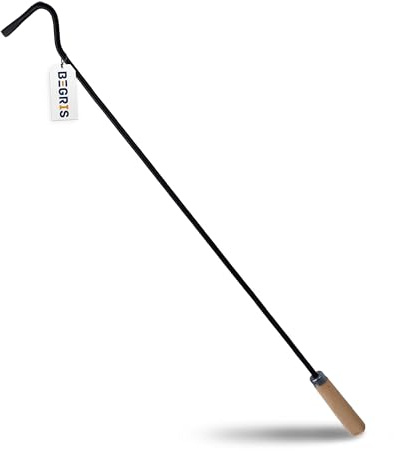 BEGRIS® Schürhaken Kamin 76,5 cm Stab, Messer, Draht mit Holzgriff Feuerhaken, Schornsteinfeger für Asche, Kohle, Ofen Zubehör Kamin