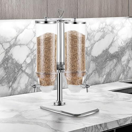 SanzIa 7L Cereal & 3L Beverage Dispenser, Stainless Steel Drink Grain Food Storage Container 3 Cup for Kitchen Parties Buffet Catering