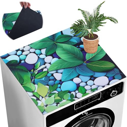 Housse Machine a Laver Tapis dessus Lave Linge 60x60cm Couverture Protection Machine a Laver Tapis Couvre Seche Linge Impermeable Antidérapant pour Buanderie Plan de (Pierre B)