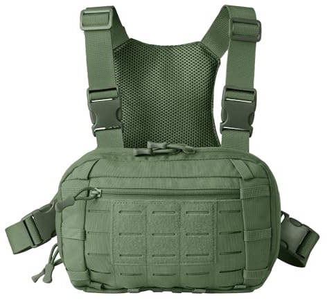Tactical Chest Rig Pack, wasserdichte Molle Brusttasche für Männer, Herren Harness Taschen mit CCW-Fach und verstellbarem Gurt für die Jagd im Freien, Schießen, Wandern