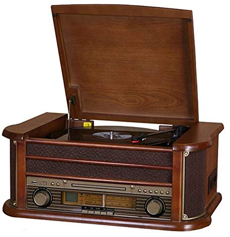 ZJFHEYUO Tourne-disques Bluetooth Gramophone Audio Bluetooth Tourne-Disque Vintage Lecteur CD Tourne-Disque Vinyle Tourne-Disque rétro