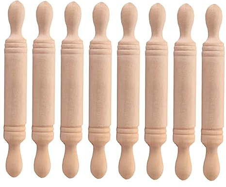 Kisangel 8pezzi Mini Bastoncini Rotolamento in Legno Accessori Per Casa Decorazioni in Legno Utensili Da Cucina Miniatura Giocattoli Per Ragazzo