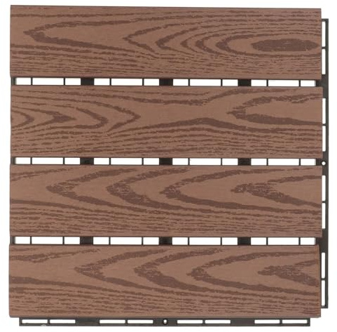 Piastrelle for terrazze in plastica 30x30cm color caffè, pavimento pressato, facile da tagliare e pulire, for balconi esterni Per la pavimentazione esterna