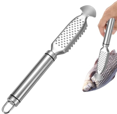XIAOGUA Descamación de Pescado Quita Escamas Profesional Inoxidable Raspador de Escamas de Pescado de Acero con Rallador de Jengibre para Un Pelaje Más Rápido y Fácil para Cocina