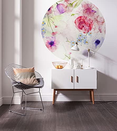 Komar DOT runde und selbstklebende Vlies Fototapete - Floret - Ø Durchmesser 125 cm - Tapete, Blumen, Wandtattoo, Schlafzimmer, Wohnzimmer, Wanddeko - D1-074