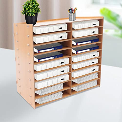Dokumentenablage A4 Holz Office Aktenablage Multifunktionales Schreibtisch Aktenregal Schreibtisch Organizer 9 Ebenen Dokument Papier Briefablage Braun