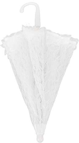 Weißer Spitzenschirm, Brautschirm Handgemachte Spitze Blumenstickerei Sonnenschirm Transparenter Spitzenschirm Vintage Hochzeit Sonnenschirme Dekoration Regenschirm für Mädchen Braut Party Dekor