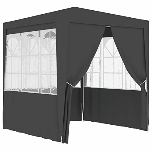 Homgoday Profi-Partyzelt mit Seitenwänden Pavillon Festzelt Gartenpavillon Gartenzelt Partyzelt Gartenpavillon UV Schutz und Wasserbeständig für Freien Party 2×2m Anthrazit 90 g/m²