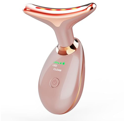 MCSYPOAL 7-in-1 Deplux Face Neck Massager for Daily Skin Care Routine, Portable Facial Massager, Skin Care Tool, Rose Gold