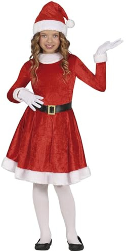 GUIRMA | Costume Winter Claus Girl Bambini (10-12 anni) - Vestito, Cintura e Cappello - Costumi per Feste e Celebrazioni - Ideale per Bambine - Rosso e Bianco