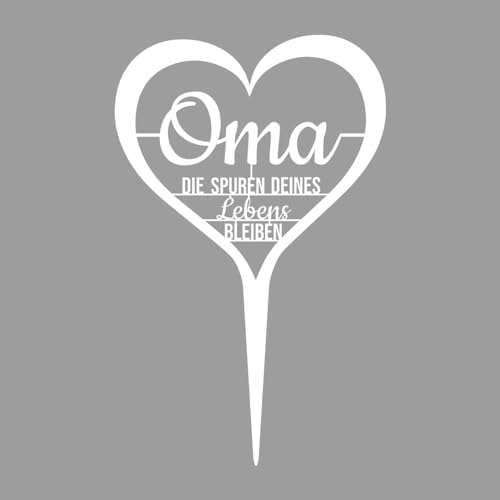 Illumino Grabschmuck Grabstecker Wetterfeste Grabdekoration aus Stahl mit Trauerspruch I Oma die Spuren deines Lebens bleiben I Eine liebevolle Erinnerung