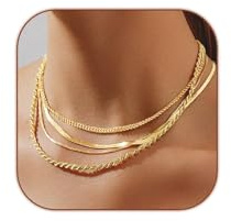 Hebterrka Fischgrätenkette für Frauen, Zarte 14K Vergoldete Schlangenketten Choker, Einfache Goldene Layering Halskette, Schmuck Geschenk für Frauen