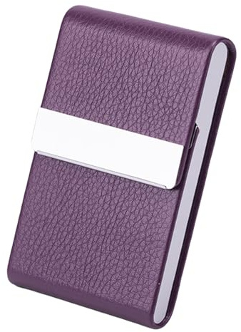 FANSHINUO Visitenkartenhalter Leder Kartenhalter Schnalle Edelstahletui Tasche Namensetui für Männer Frauen Edelstahl Business, a