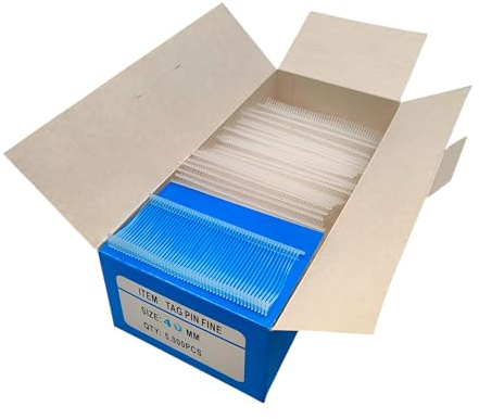5000x 40mm Fine Tagging Barbs – Plastic Pins for Fine Tag Guns – for Lightweight Fabrics Like Lace, Satin, Silk – White Barbs – Use with Fine 1.29mm Needle Tagging Guns