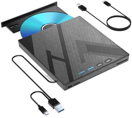 Unità ottica Blu-ray esterna USB 3.0 di tipo C for laptop, PC, lettore DVD CD/RW portatile con slot for schede SD/TF