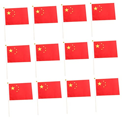 Gatuida Petit Drapeau Chinois Polyester 14x21 Cm Bâton 50 Pièces Pour Décoration Intérieure Extérieure Fête Patriotique