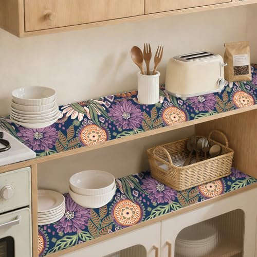 Floralplus Shelf and Drawer Liner, Self Adhesive Shelf Liner, Waterproof Non-Slip Cabinet Liners, Peel and Stick Contact Paper, Cupboard Dresser Pantry Liners 17.7 x 78.7 in