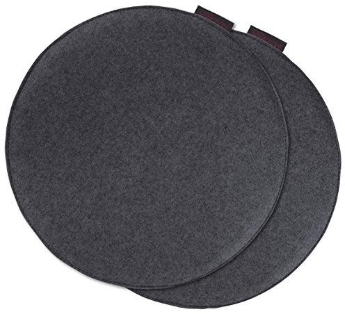 AVARO Stuhlkissen Filzimitat 2´er-Set rund Ø ca. 35cm (anthrazit)