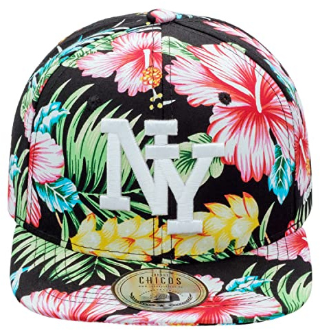 New Boy Girl NY New York süße Unisex Schwester Bruder Kindercap Hai Tiger Adler Prince Kinder Cap Snapback und Mütze 49-56cm Kopfumfang (One Size, NY-Flower-Blk-Weiß)