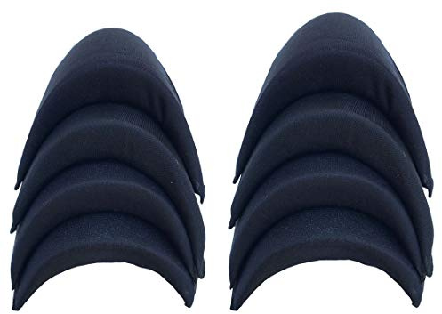 8 Stück Schwamm-Schulterpolster für Schaumverschlüsse für Damen und Herren, Jacke, Blazer, T-Shirt, Kleidung, Nähzubehör (2 Paar Weiß und 2 Paar) Schwarz 4pairs pads black