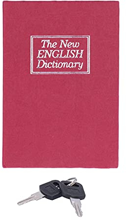 Buchtresor mit Schlüsselschloss, Mini-Safe-Box-Simulationsbuchsicherheit Geldversteckbox, Umleitungsbuch-Safe 4,5 X 3,1 X 1,8 Zoll(rot)