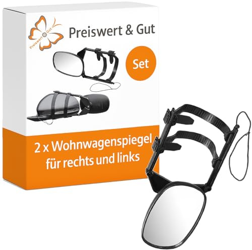 2 STK Wohnwagenspiegel Pkw Aufsetzspiegel beidseitig mit Flachglas