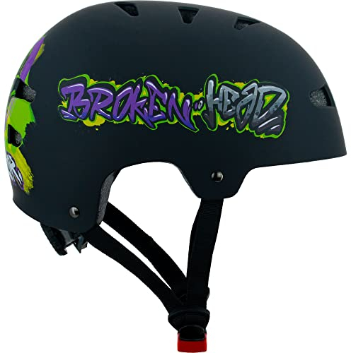 Broken Head Street Terror - Skaterhelm und Fahrradhelm - für MTB, BMX, Skates und Skateboard - Größenverstellbar (L (58-61 cm))