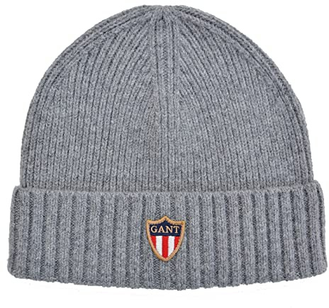GANT Strickmütze Banner Shield Beanie Wolle One Size (Grau)
