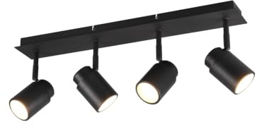 meineWunschleuchte Decken-Strahler 4-flammig Schwarz Badezimmerlampe | Breite 52cm, 4x GU10 LED inkl., dreh- und schwenkbar, gezieltes Licht in Badezimmer, Gäste-WC, Flur oder Eingangsbereich