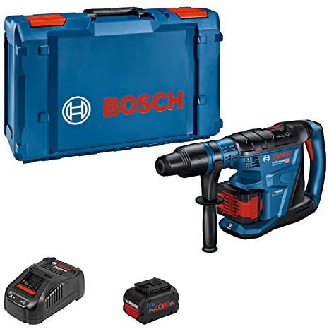 Bosch Professional 18V System BITURBO Akku Bohrhammer GBH 18V-40 C (inkl. 2x Akku ProCORE 5.5.Ah, Schnellladegerät GAL 1880 CV, Maschinentuch, Fetttube, Zusatzhandgriff, 1x XL-BOXX)