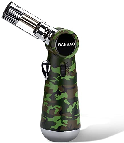 BAILEYU Culinary Butane Lighter Windproof Kitchen Cooking Jet Turbine Torch with Safety Lock Adjustable Flame for Cigar BBQ Welding Crafts,Camouflage