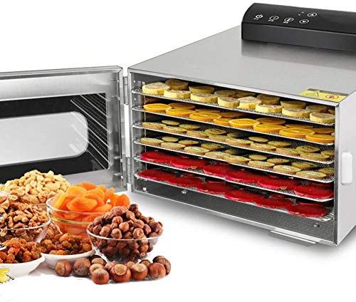 6 Plateaux Deshydrateur Alimentaire Inox Deshidratateur Alimentaire Avec Régulateur De Température 35-90 °C Sèche-fruits Numérique Électrique Minuterie 24 Heures Pour La Viande, Fruit, Légume, L'herbe